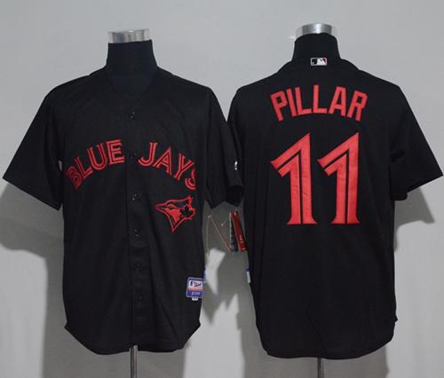 Blue Jays #11 Kevin Pillar Black Strip Stitched MLB Jersey